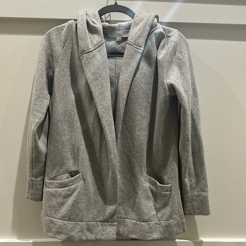 LOFT Gray Hooded Sweater